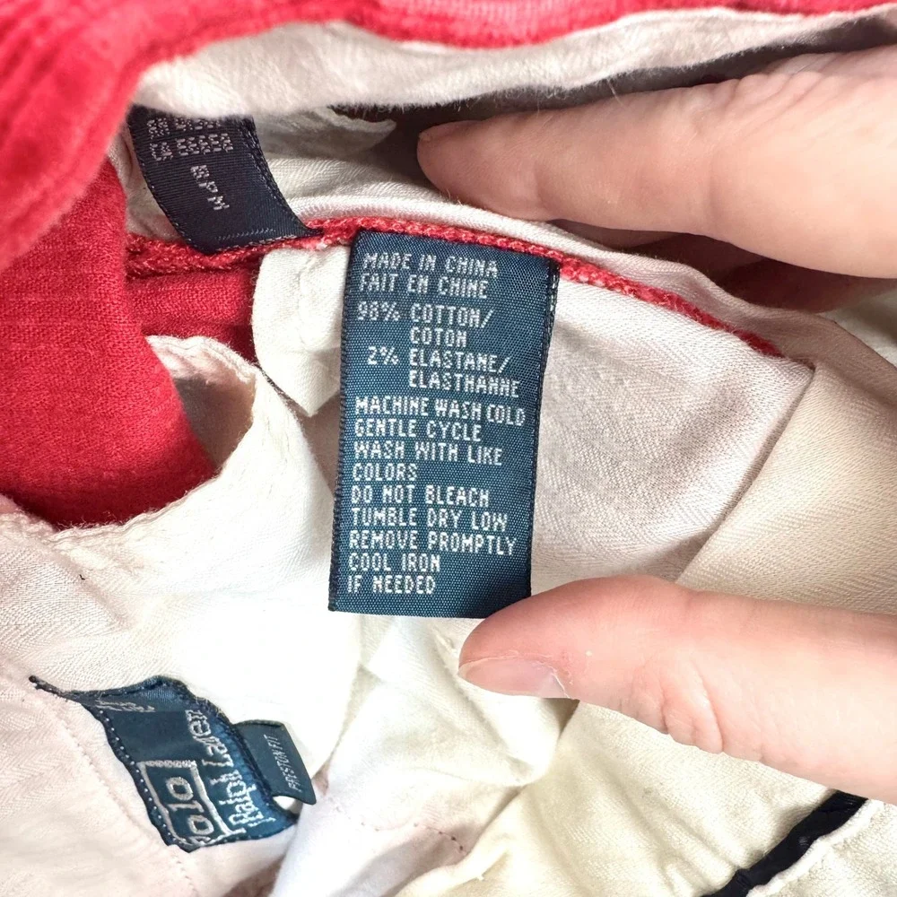 SIZE Vtg Polo Ralph Lauren Preston‎ Fit Corduroy Pants Red 32